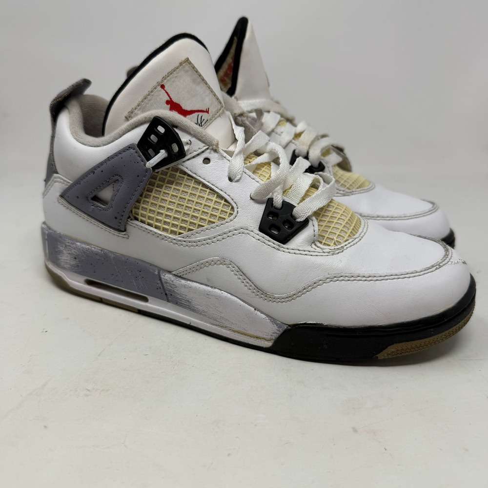 Jordan Sneakers Youth 7Y Air Jordan 4 Retro White Cement Grey 408452-103 NBA